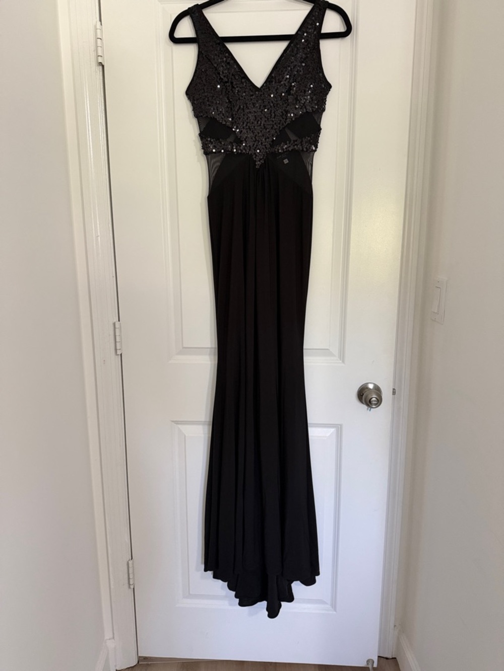 Black Sequin V-Neck Maxi Dress